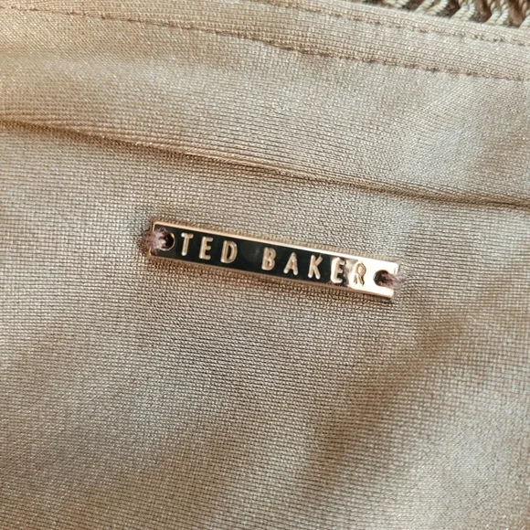 NWT Ted Baker Pointelle Deep V Plunge One Piece Swimsuit Khaki Green 8 - Picture 9 of 12